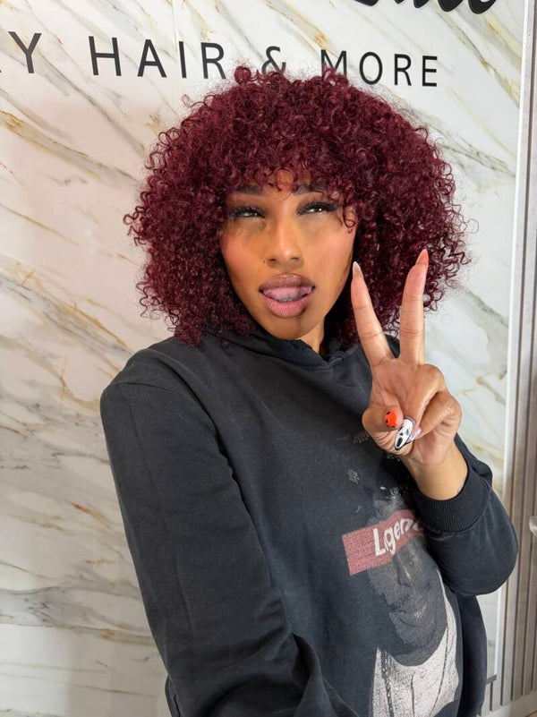 Red Pixie Curls with bang ( Glueless wig )