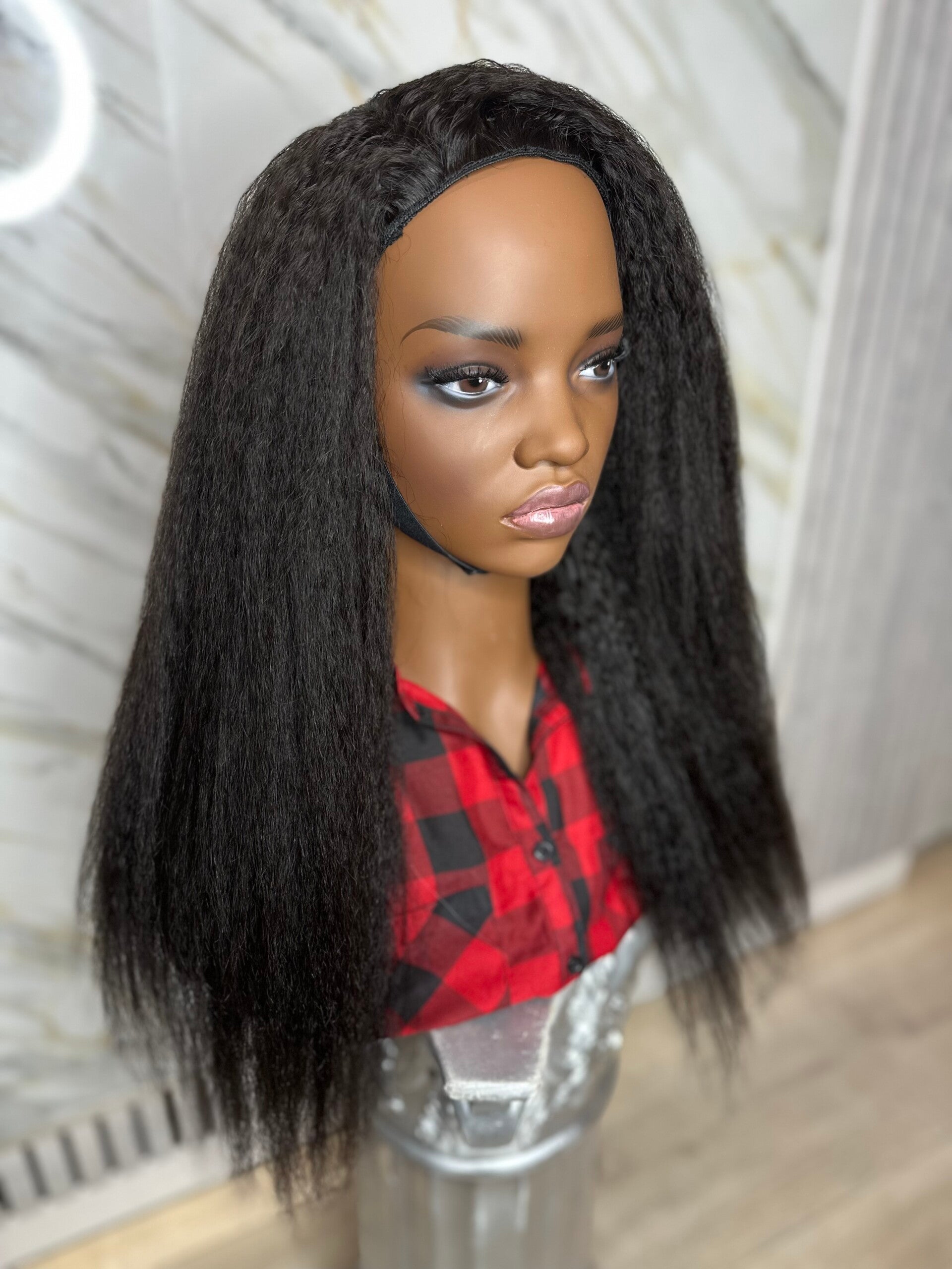 Kinky Straight half wig 20”