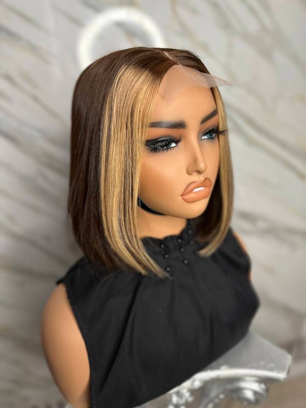 Raw Vietnamese Bobline with blonde punk streak