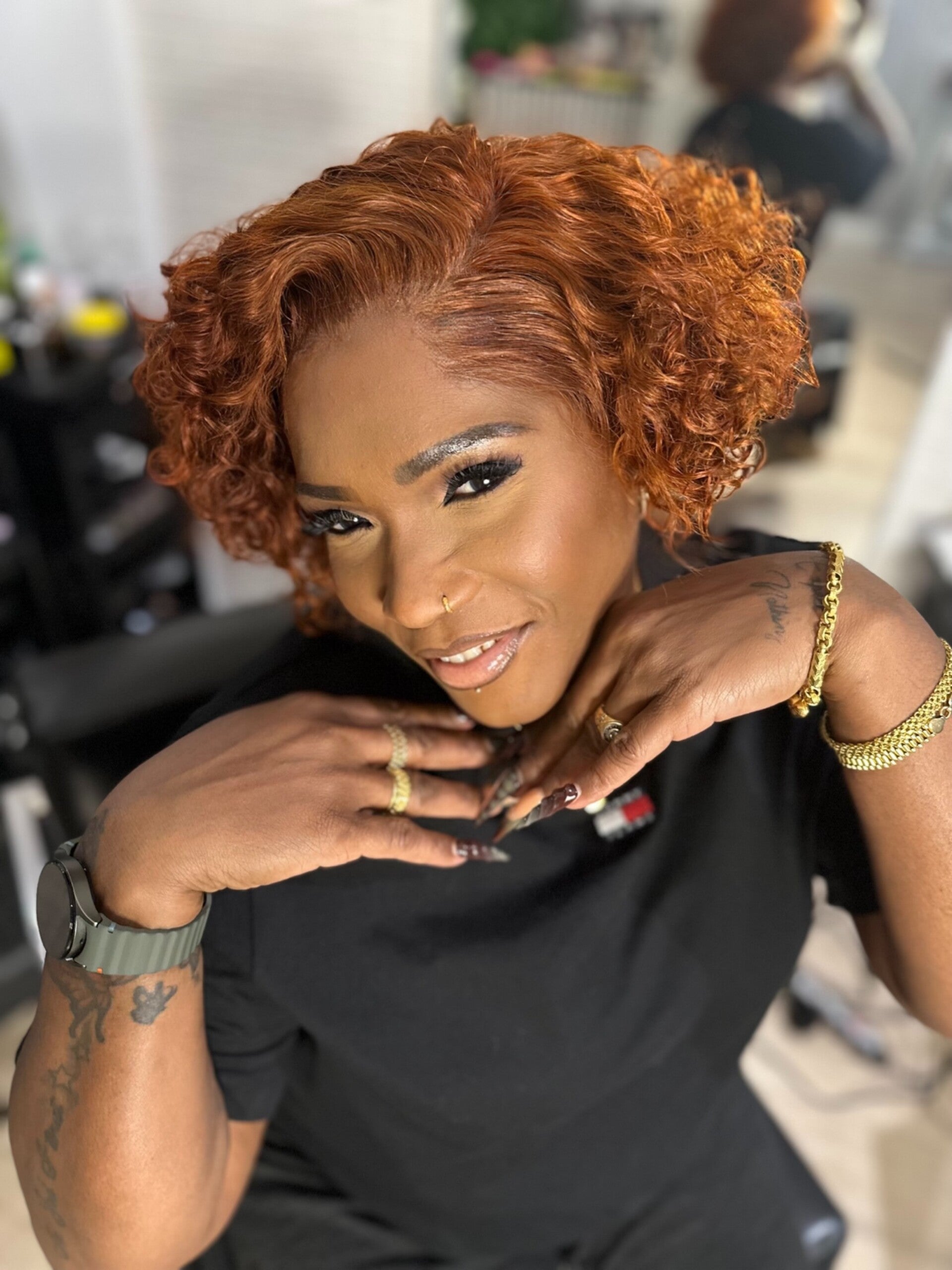 Nigerian Hairline Ginger Curly Bobline