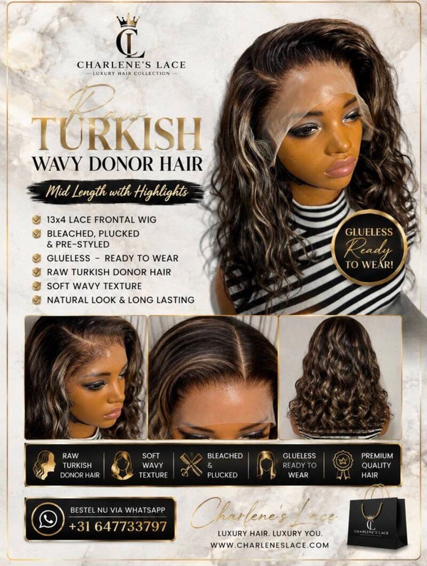 RAW Turkish Wavy Donor Hair with Highlights