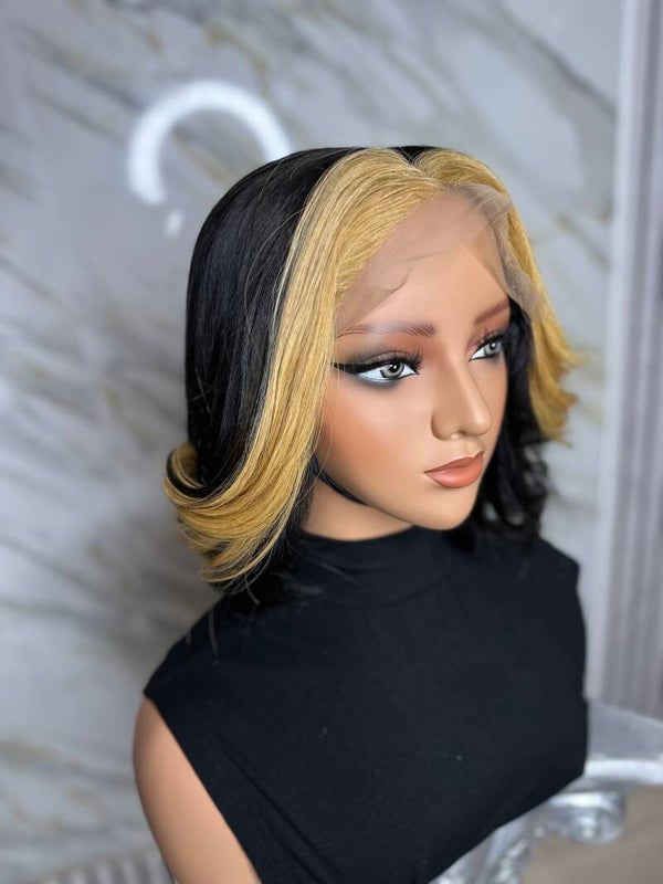 Vietnamese Donor Jet black with blonde punk streak