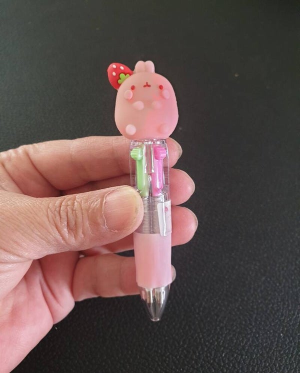 Mini stylo 4 couleurs rose