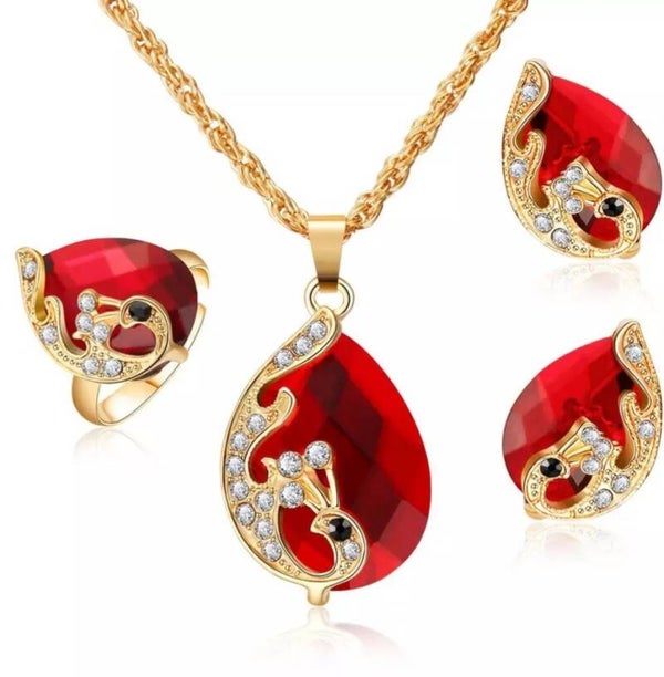Magnifique parure 3 pièces rouge