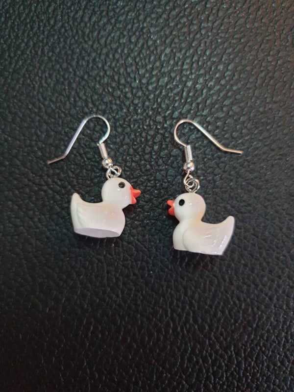 Boucles d'oreilles canard blanc