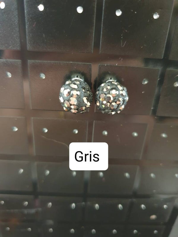 Boucles d'oreilles disco gris