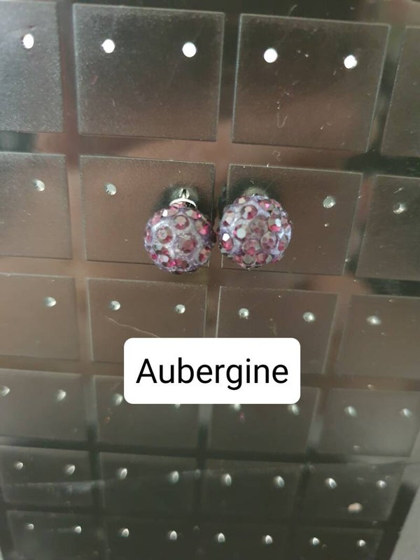 Boucles d'oreilles disco à vis aubergine