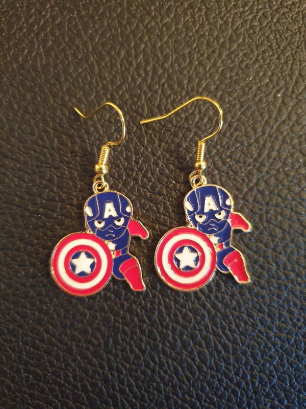 Boucles d'oreilles fait main Captain America