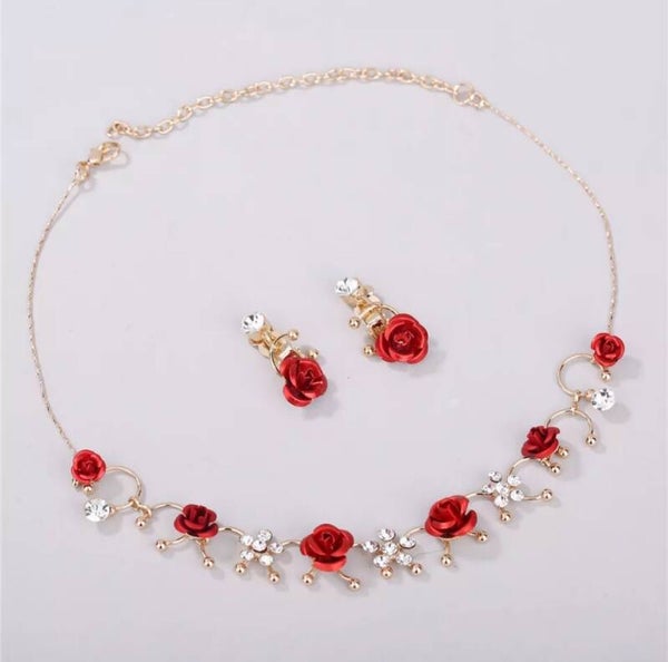 Parure "Fleurs rouges" 02