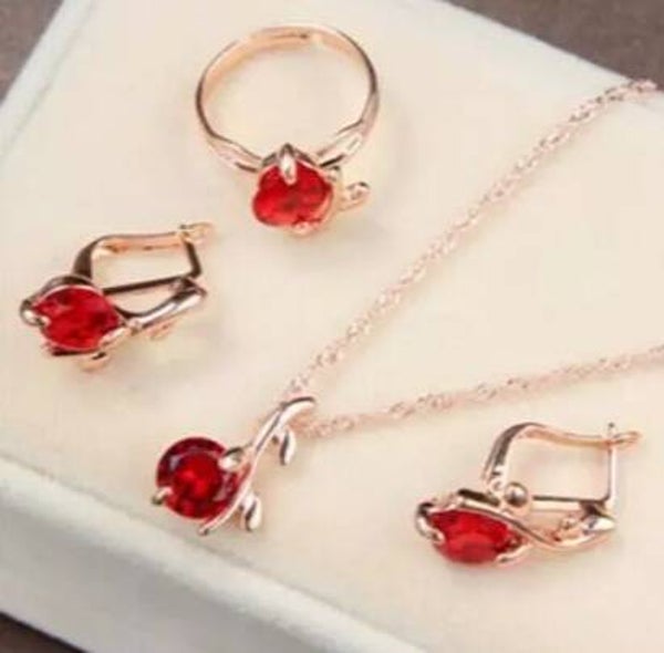 Parure "Petites perles" rouge