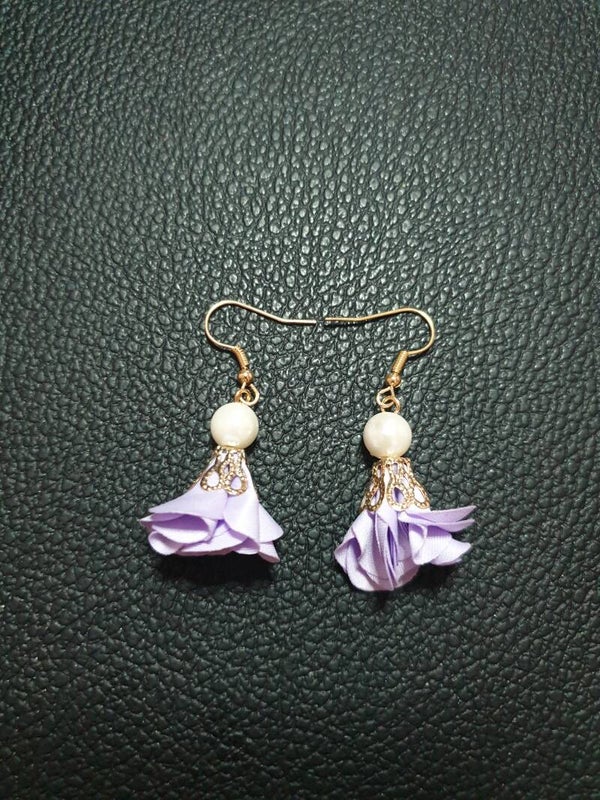 Boucles d'oreilles ange tissu violettes