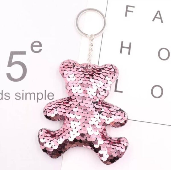 Sequins ourson rose clair