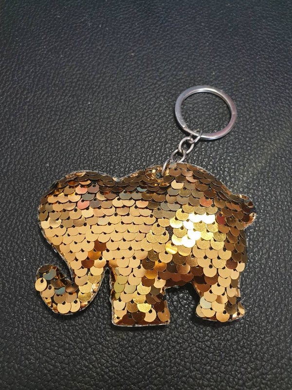 Porte-clés sequins éléphant doré