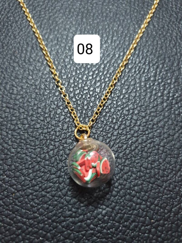 Collier fantaisie boule fruit 08 pastèque