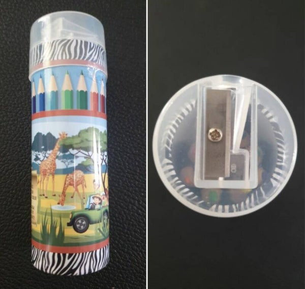 Lot de mini crayons de couleurs avec taille-crayon intégré