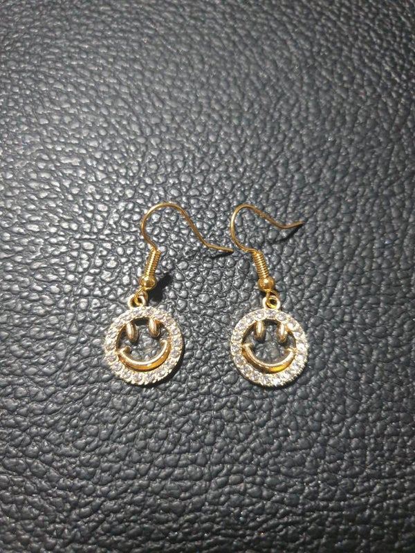 Boucles d'oreilles fantaisie Smiley blanc