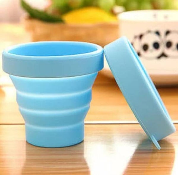 Verre silicone retractable bleu