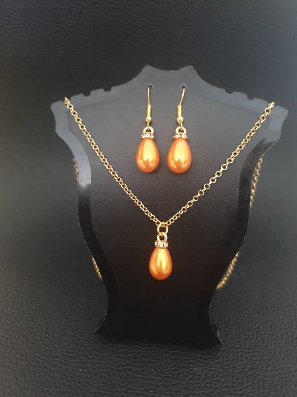 Parure fantaisie "Goutte" orange