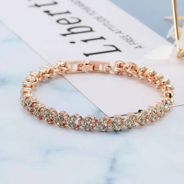 Magnifique bracelet fantaisie "Coeur" rose gold