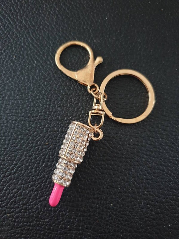 Porte-clés "Rouge à lèvres" rose mince