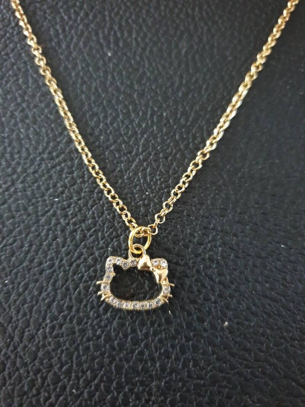Collier fantaisie "Hello Kitty" doré blanc