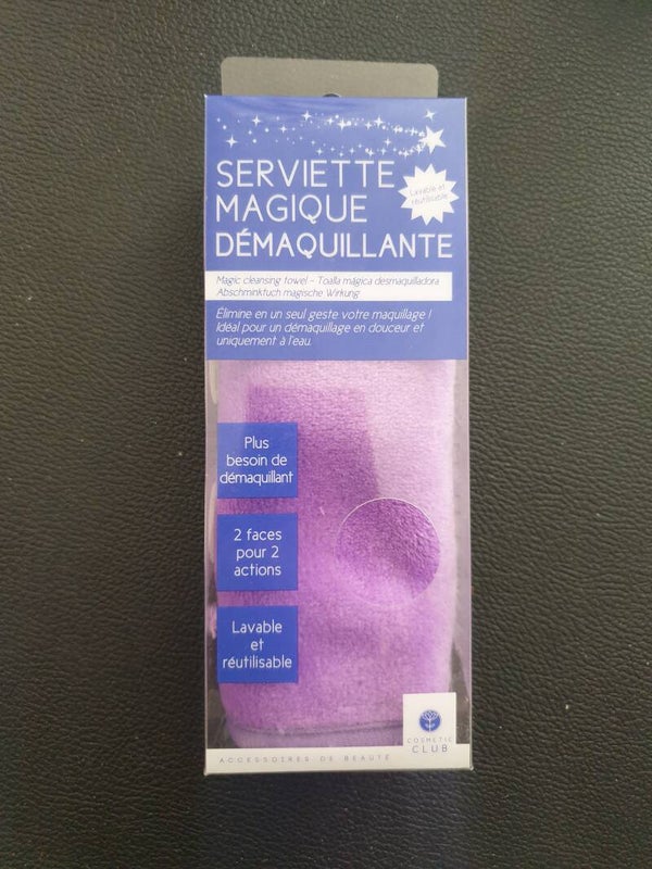 Serviette démaquillante violette