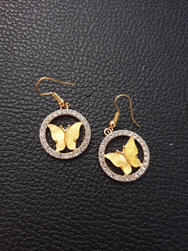 Boucles d'oreilles fantaisie "Papillon" jaune