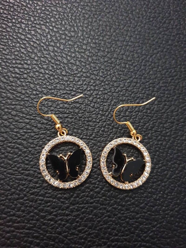 Boucles d'oreilles fantaisie "Papillon" noires