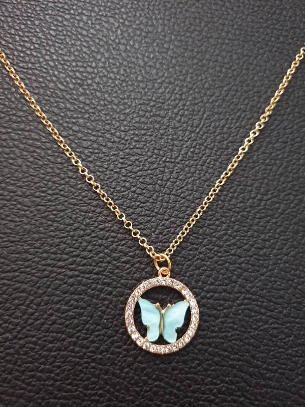 Collier fantaisie "Papillon bleu"