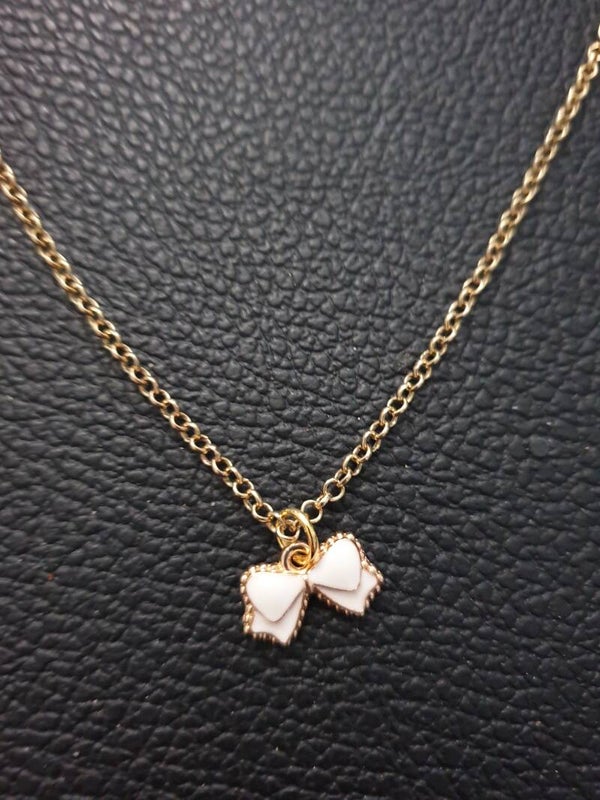 Collier fantaisie "Nœud papillon" blanc