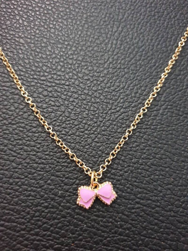 Collier fantaisie "Nœud papillon" rose