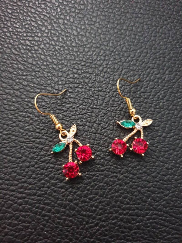 Boucles d'oreilles fantaisie "Cerises" rouge