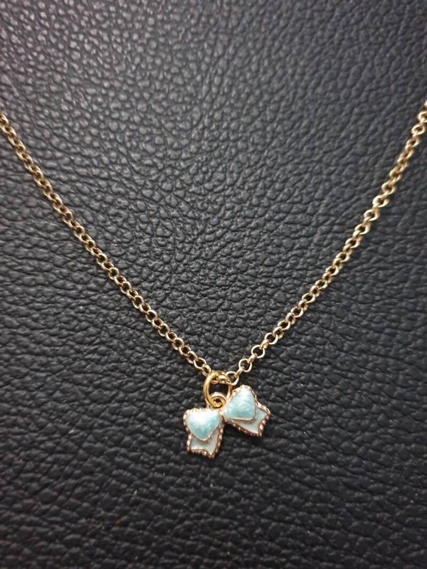 Collier fantaisie "Nœud papillon" bleu