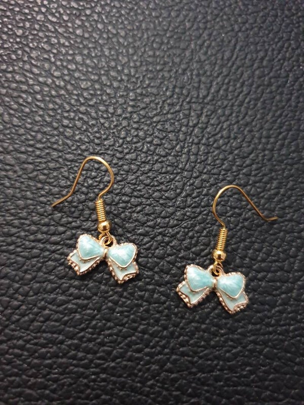 Boucles d'oreilles fantaisie "Noeud papillon" bleu