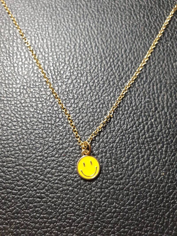 Collier fantaisie "Smiley" jaune