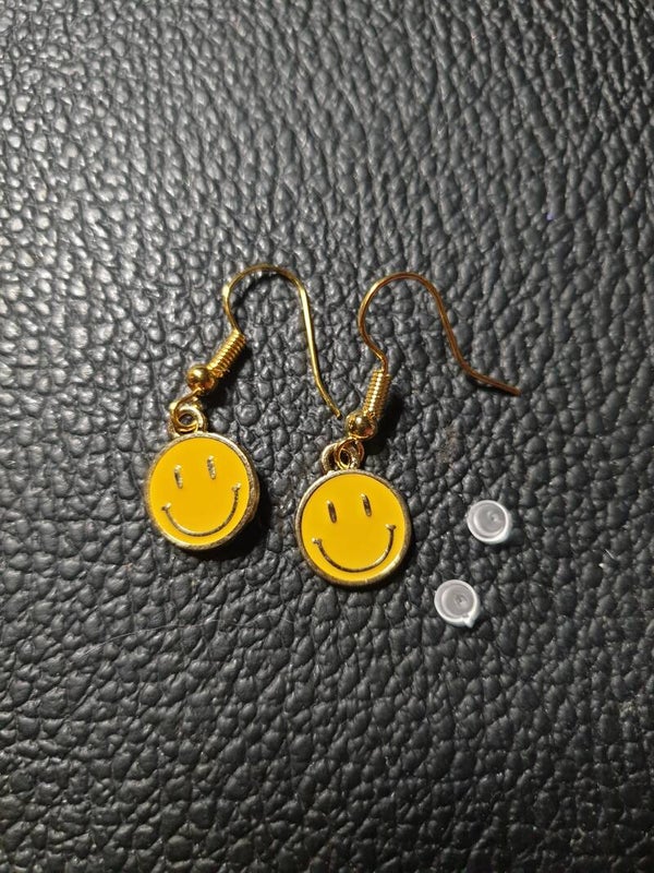 Boucles d'oreilles fantaisie "Smiley" jaune