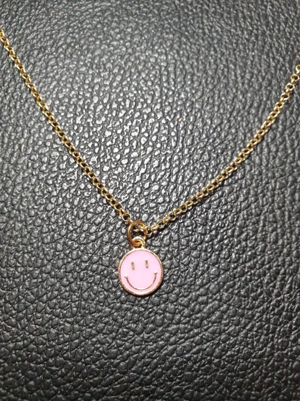 Collier fantaisie Smiley rose