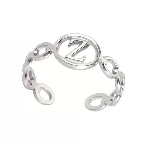 Bague fantaisie ajustable "Z" argentée