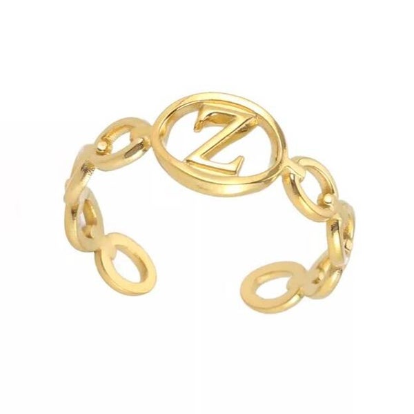 Bague fantaisie ajustable "Z" dorée