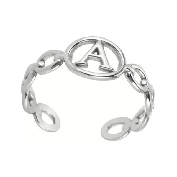 Bague fantaisie ajustable"A" argentée