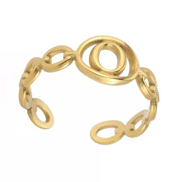 Bague fantaisie ajustable "O" dorée