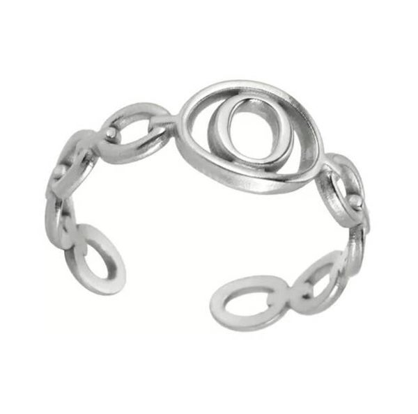 Bague fantaisie ajustable "O" argentée