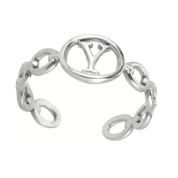 Bague fantaisie ajustable "Y" argentée