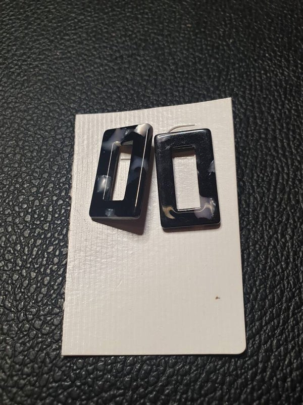 Boucles d'oreilles rectangle noir et blanc