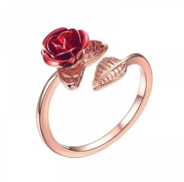 Bague fantaisie ajustable "Roses" rose gold
