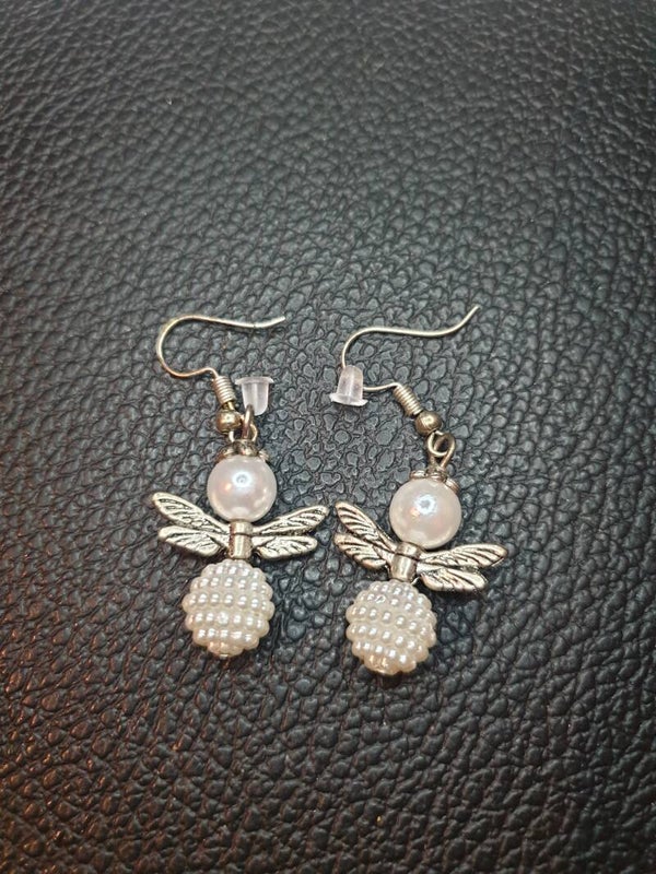 Boucles d'oreilles ange disco argentées