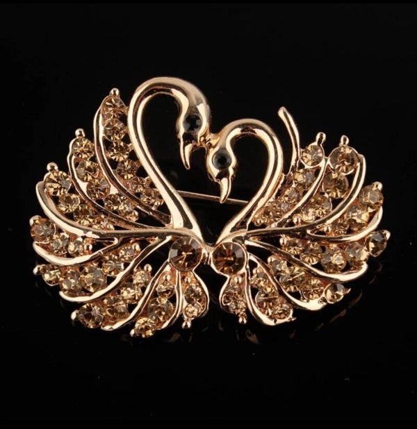 Broche "couple de cygnes"