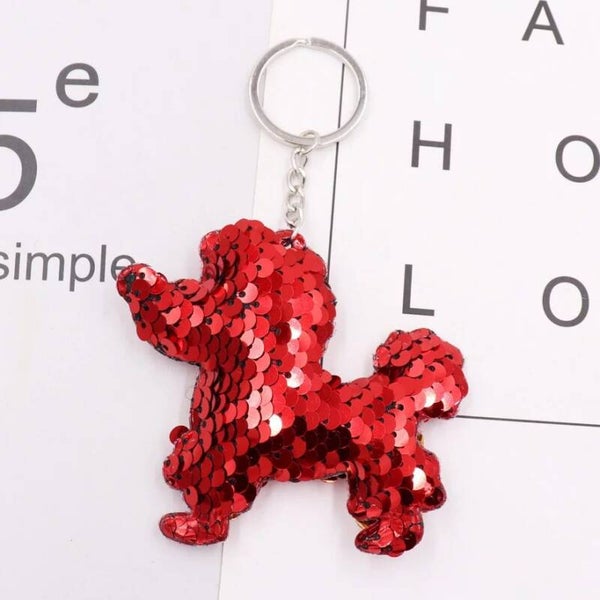 Porte-clés sequins Chien rouge