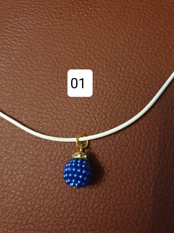 Collier fantaisie "Disco" cordon blanc