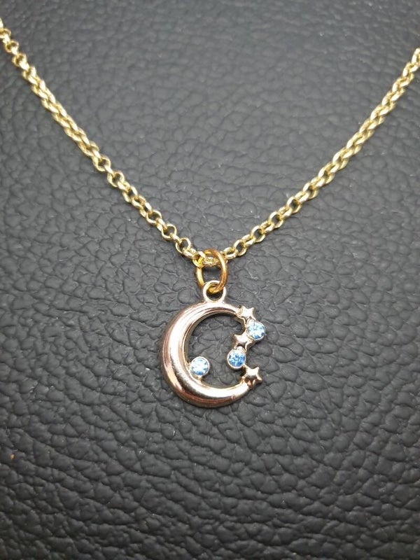 Collier "Lune" bleu doré